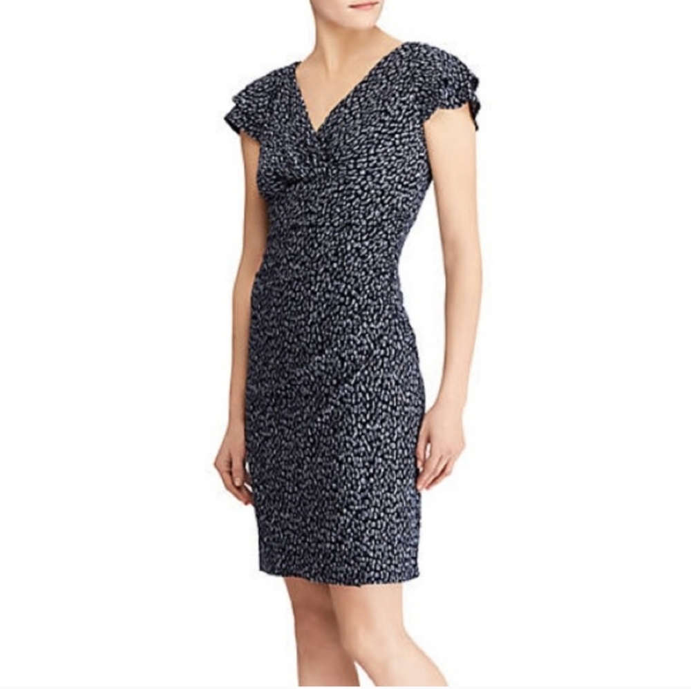 Lauren by Ralph Lauren 'Lauren Brisa' Spotted Navy Blue Dress Sz 6